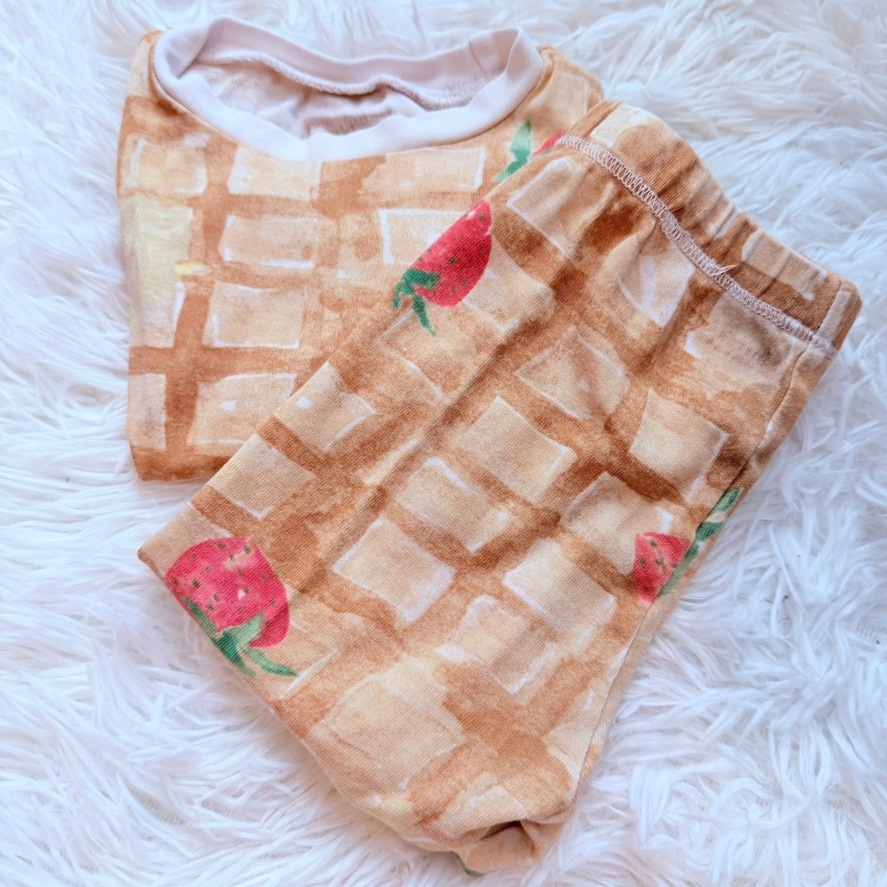 Burt's Bees Baby 18M Organic Cotton Pajamas Set Waffle Strawberry Baking 2-Pack - Picture 5 of 12